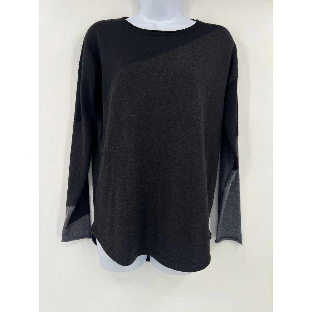 Smartwool Womens Merino Wool Blend Colorblock Sweater Black Gray Small